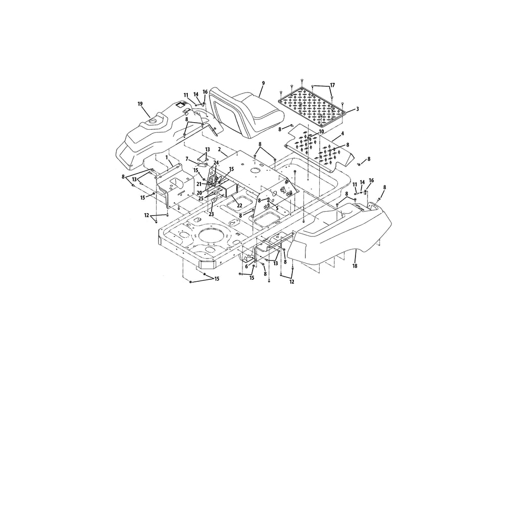 Operator's Platform 2 Diagram and Parts List for 893999  Cub Cadet Lawn Tractor
